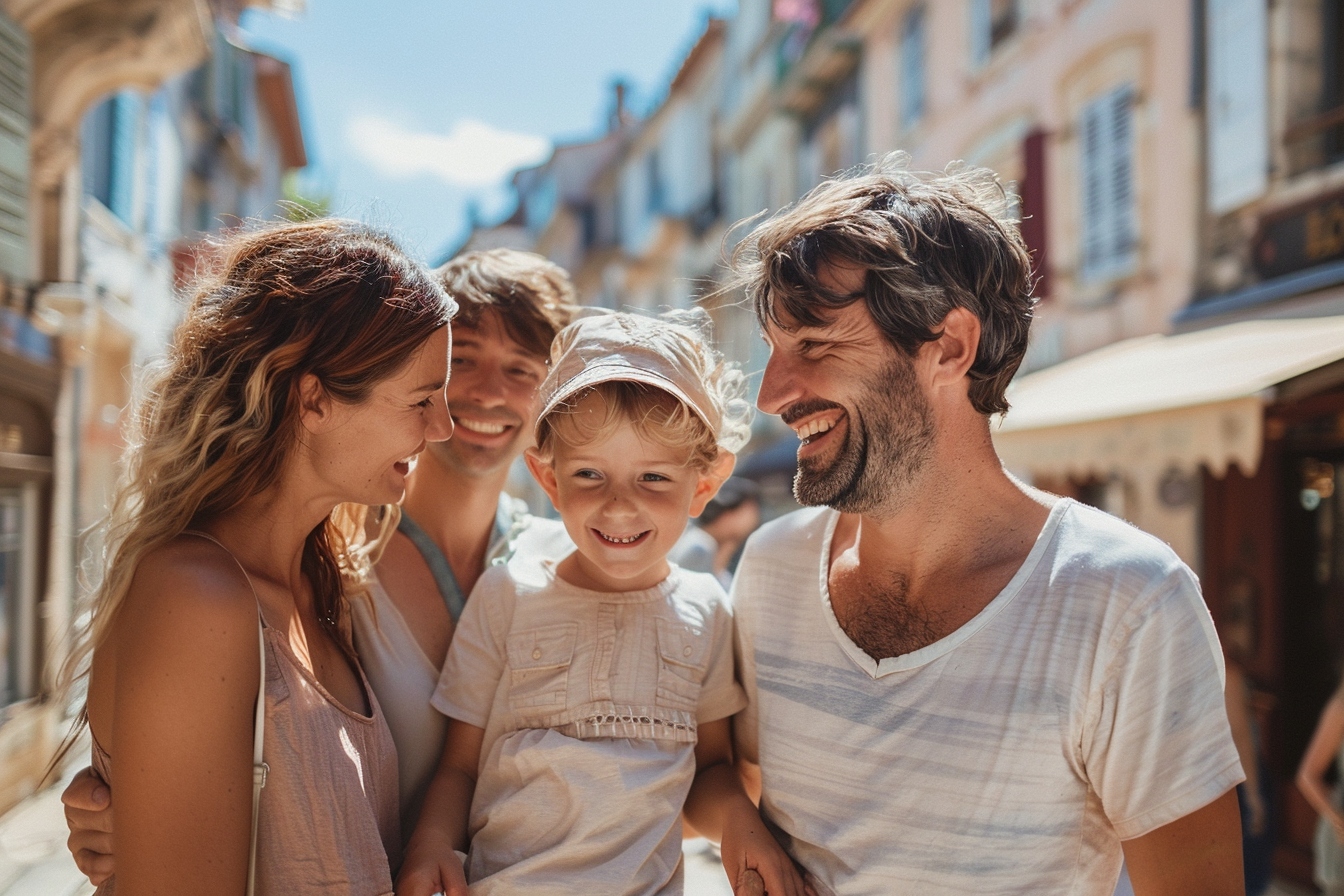Famille profitant des loisirs et activités à La Rochelle lors d'un déménagement joyeux